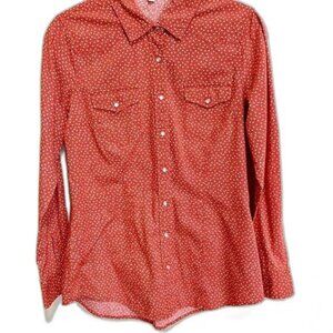Anthropologie Daniel Rainn burnt orange button up collar shirt polka dot size S